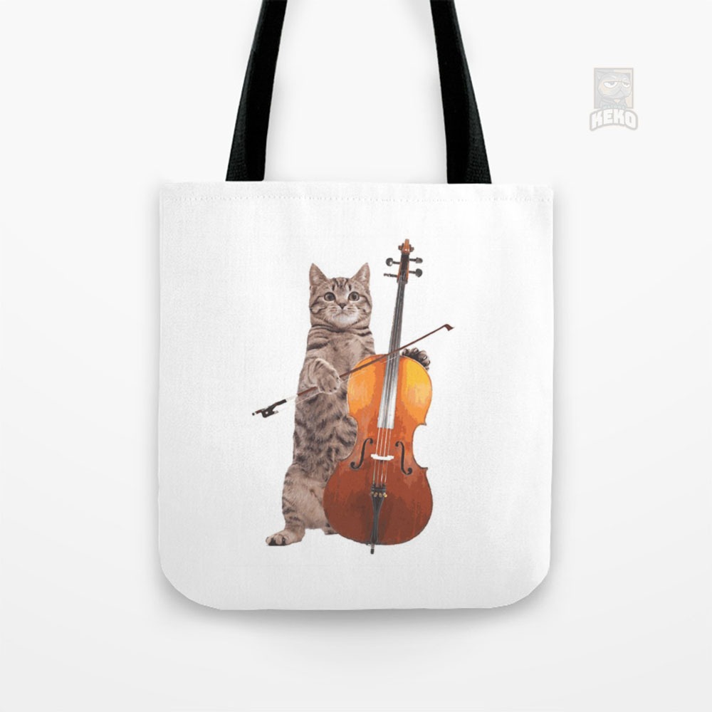 Tote Bag Kanvas | Hadiah | Hampers | Cello Cat Meowsicians