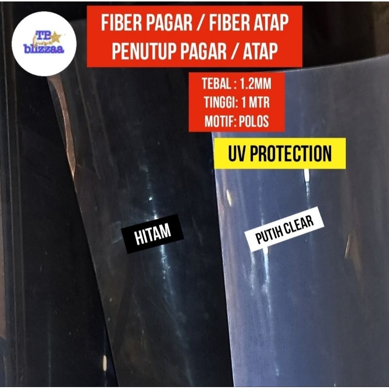 Fiber Pagar 1.2Mm Tebal Premium Fiber Atap Polos Tinggi 1M Anti Uv Penutup Pagar Tebal 1.2Mm Hitam