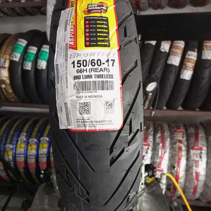 Ban luar Aspira sportive PREMIO 150/60-17 tubeless produk berkualitas dan awet