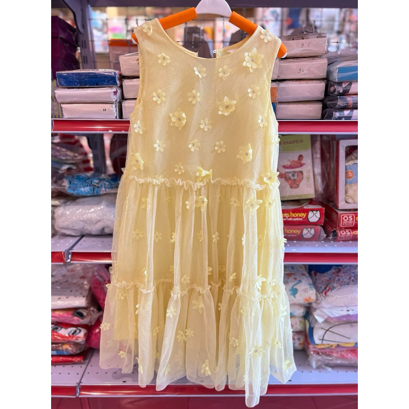 dress anak perempuan warna kuning, dress pesta anak, dress natal anak, dress flower anak, dress impo