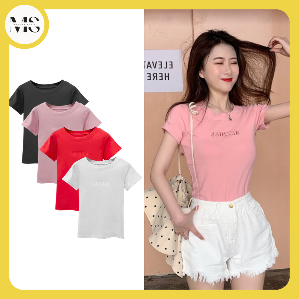 *Miyeon* 406 Baju Atasan Kaos korean Wanita Sexy Lengan Pendek Wanita Kekinian Fashion