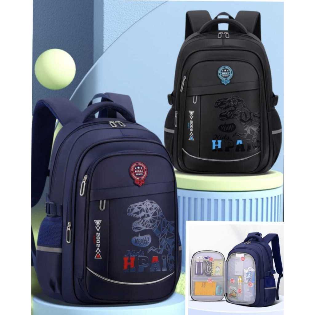 ( Mia ) TA036 Tas Ransel Sekolah Motif T-REX Anti Air, Tas Sekolah Anak Laki Laki Impor, Tas Ransel 