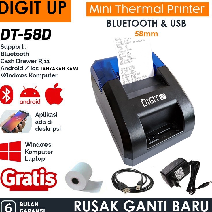 Sale Okay Thermal Printer 58D Digit-up 58D printer Bluetooth Themal Kasir Printer 58mm