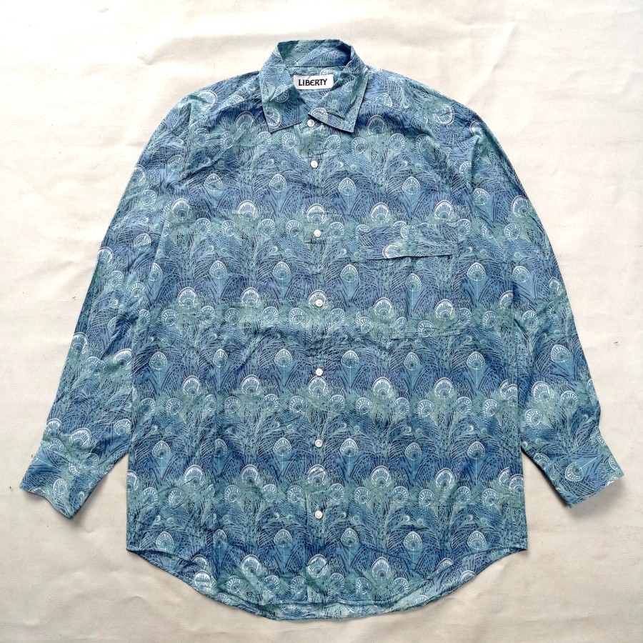 kemeja vintage liberty fabric fullprint paissley floral shirt casual