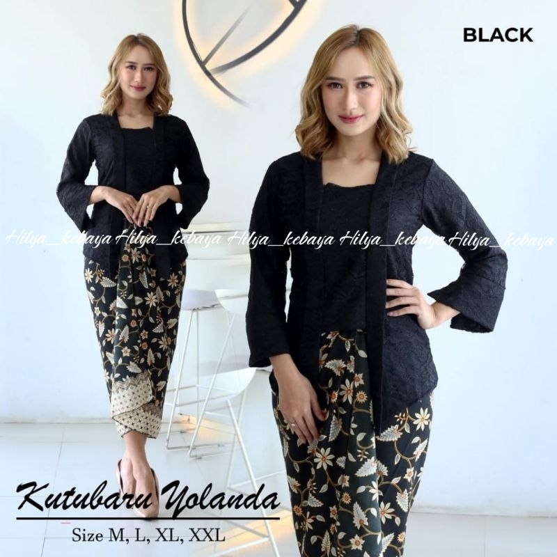 setelan kebaya kutubaru brukat lengan 7/8 kebaya brukat modern setelan kebaya brokat remaja mix rok 