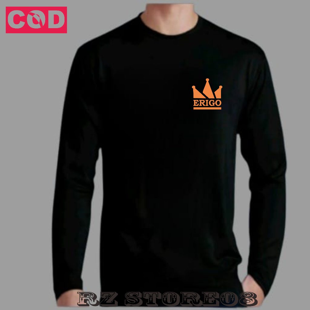 Baju Kaos Erigo Lite  Pria Wanita Lengan Panjang Distro Erigo  Baju Cowok Cewek Dewasa Print Orange 