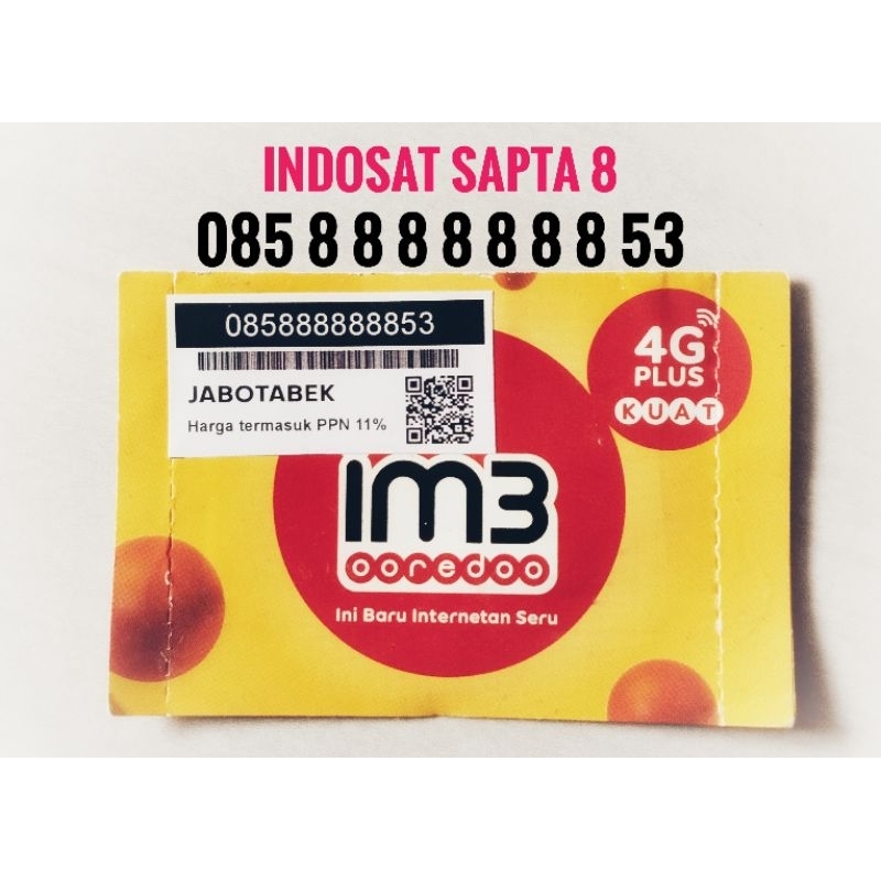 nomor cantik indosat prabayar sapta 8 888888853