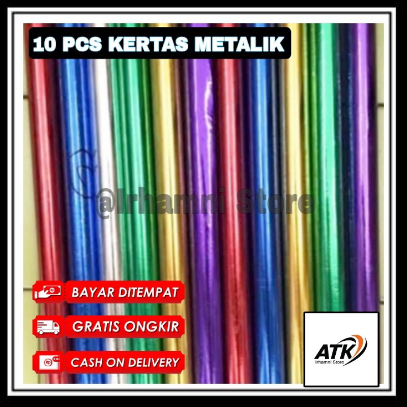 

10 pcs Kertas kado metalik warna glossy