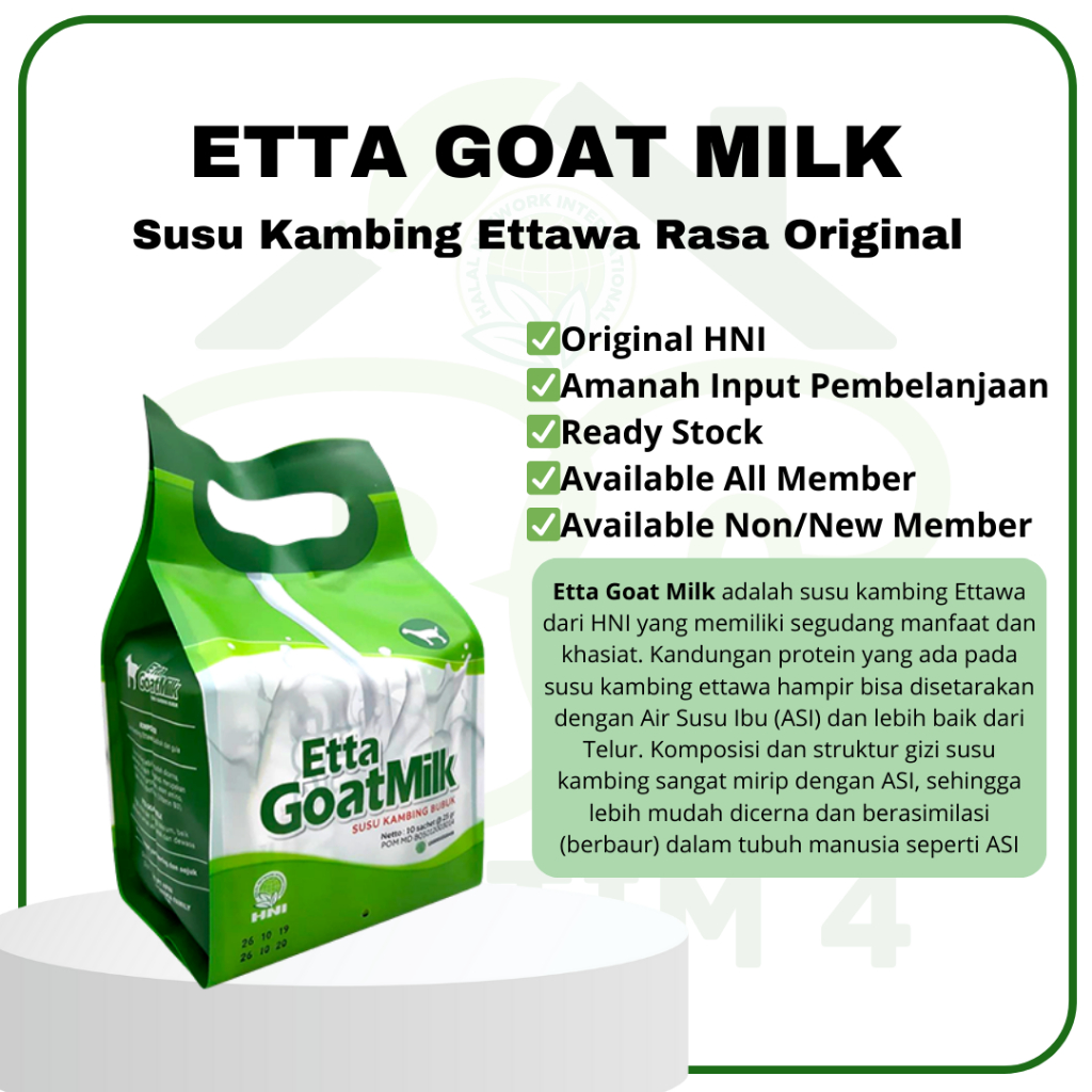 

ETTA GOAT MILK Rasa Original - HNI/Susu Kambing Ettawa cocok untuk penderita Alergi Susu Sapi