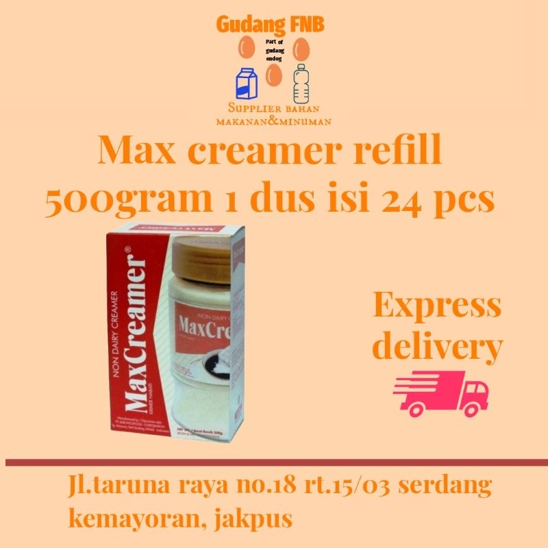 

maxcreamer refill 500 gram 1 dus isi 24 pcs