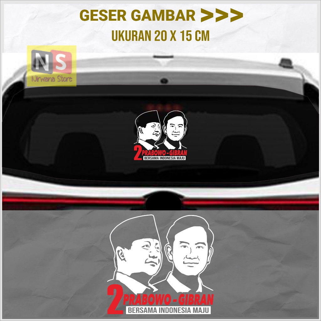 Stiker Prabowo Gibran Capres 2024 - Cutting Stiker Kaca Mobil