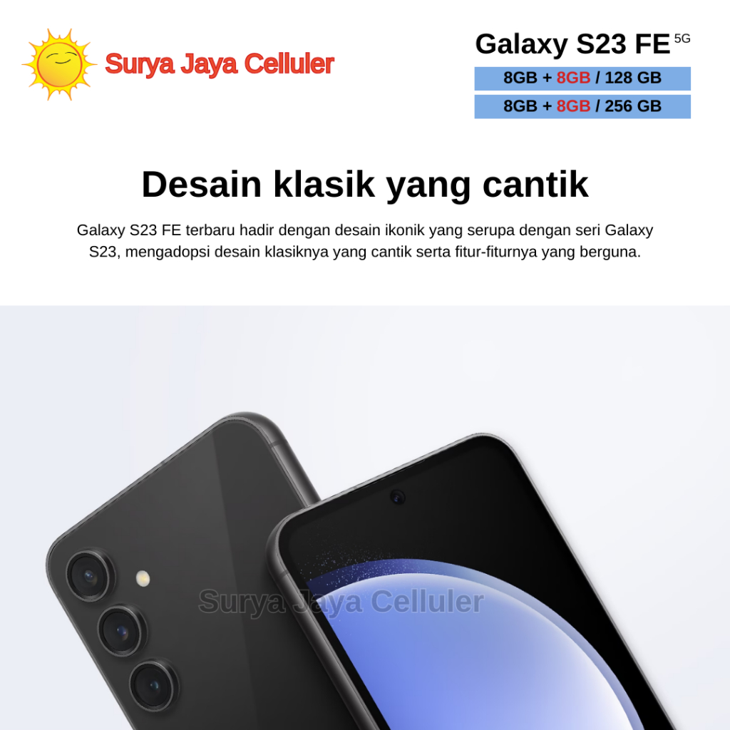 Samsung Galaxy S23 FE 5G 8/256GB, S23 FE 5G 8/128GB (Garansi Resmi Samsung)