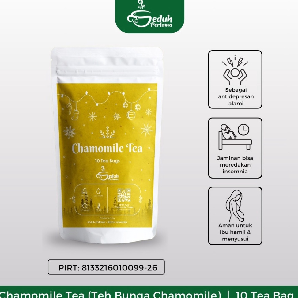 

MODEL BHF669 Seduh Pertama 10 Tea Bag - Chamomile Teh Insomnia | Flower Tea Siap Seduh Kemasan Ekonomis Dalam Kantong Teh