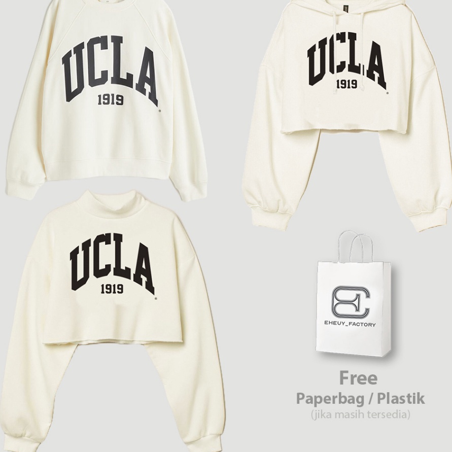 Restock Crewneck HM Ucla Sweater Crop Ucla Original Hodie Crop HnM Ucla Broken White.