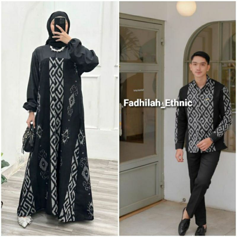 Baju Couple Tenun - Sarimbit Tenun - Baju Couple Keluarga - Set Couple Tenun Etnik - Gamis Tenun - K