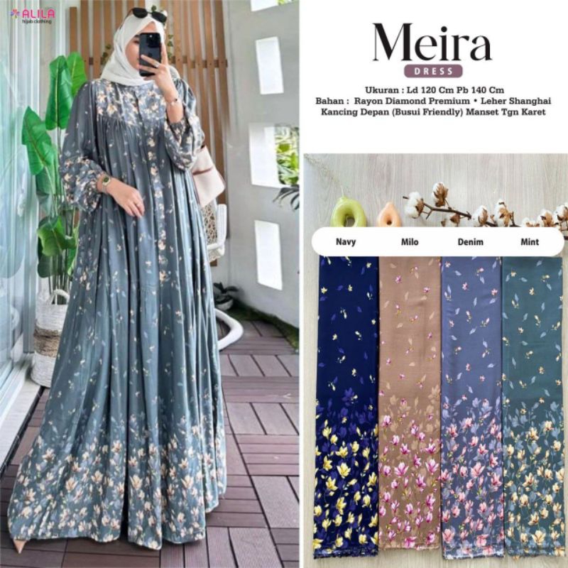 DRESS RAYON JUMBO LD 120 BUSUI MOTIF BUNGA CANTIK DELIA DRESS #2 ORIGINAL ALILA HIJAB