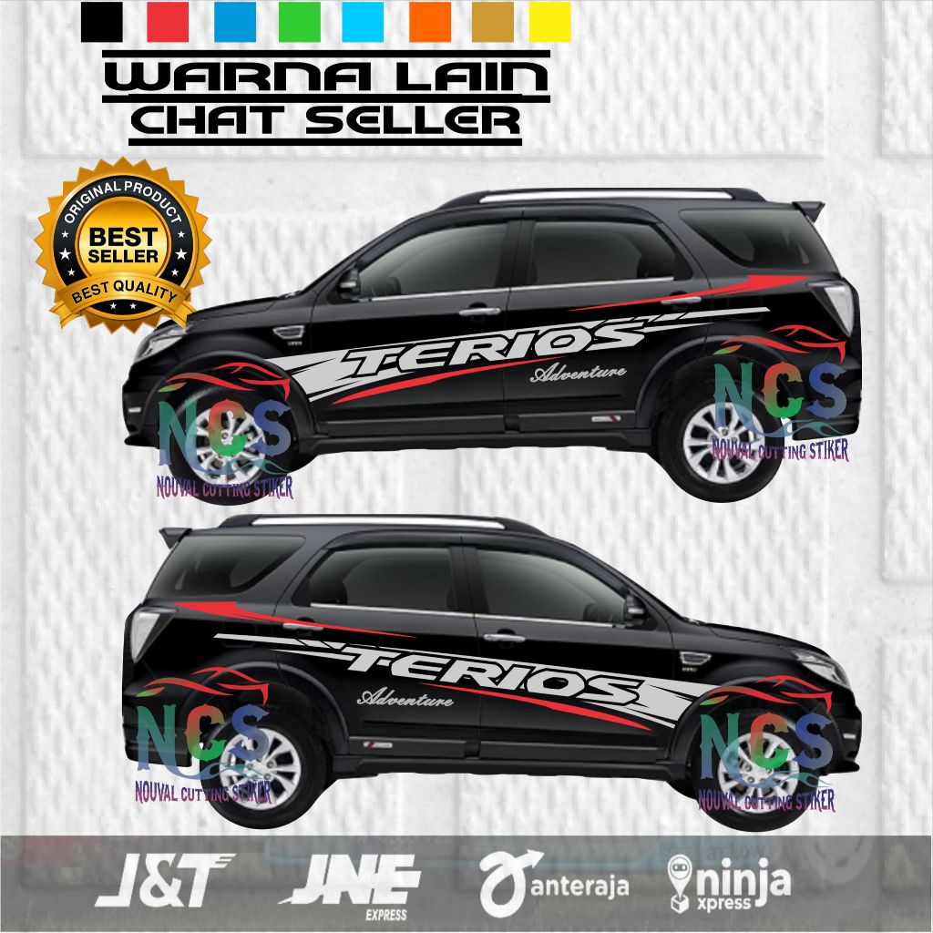 STIKER STICKER VARIASI BODY SAMPING CUTTING STICKER  VARIASI MOBIL TERIOS  HITAM PUTIH SILVER KEREN