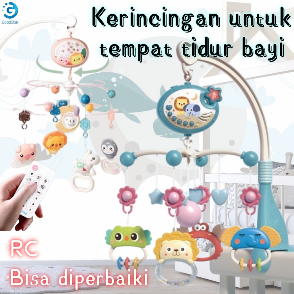 Good Star Mainan Bayi Lucu Bell Tempat Tidur Remote Control Rotary Proyeksi 0