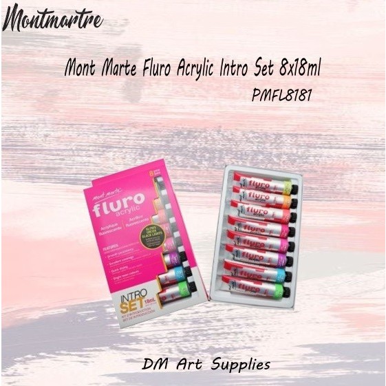 

Mont Marte Fluro Acrylic Paint Intro Set 8 Pcs 18ml (PMFL8181)
