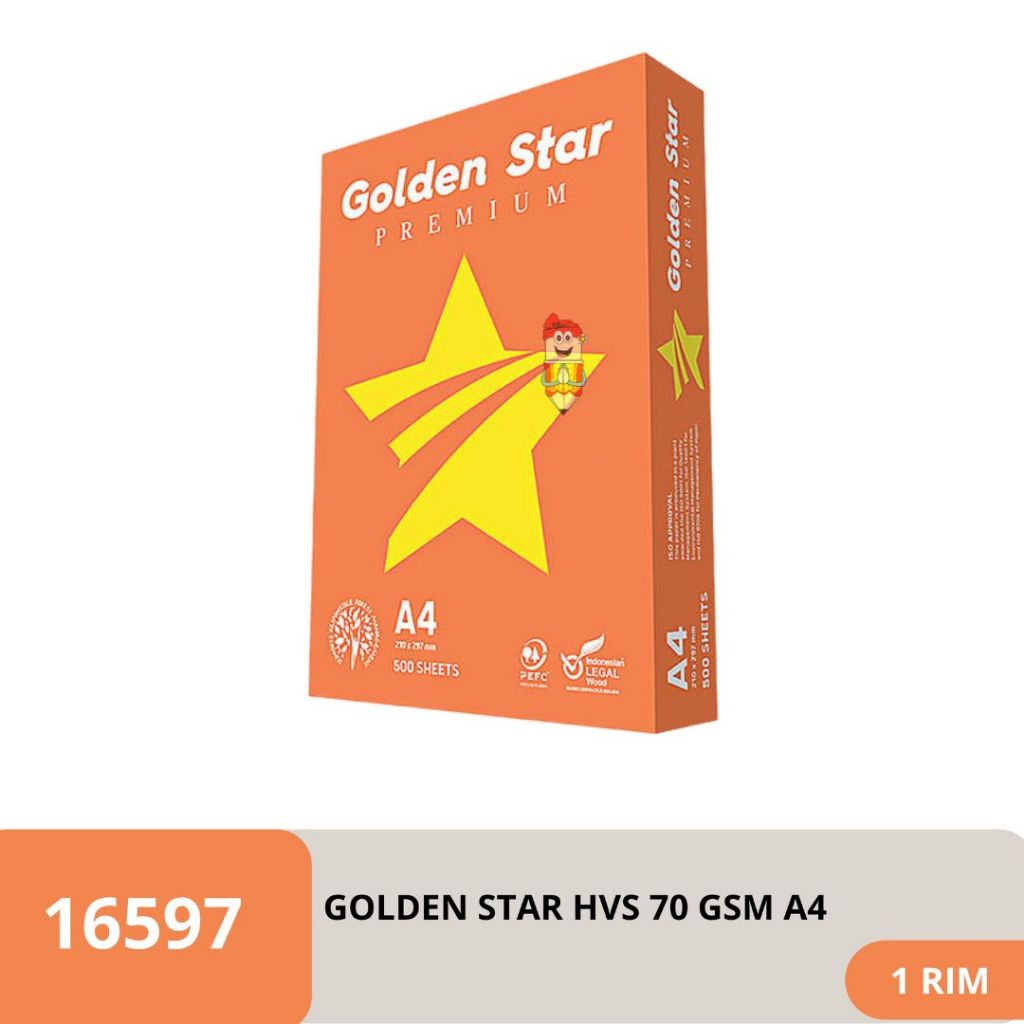 

Kertas HVS Kertas Fotocopy kertas print Golden Star A4 70 gsm