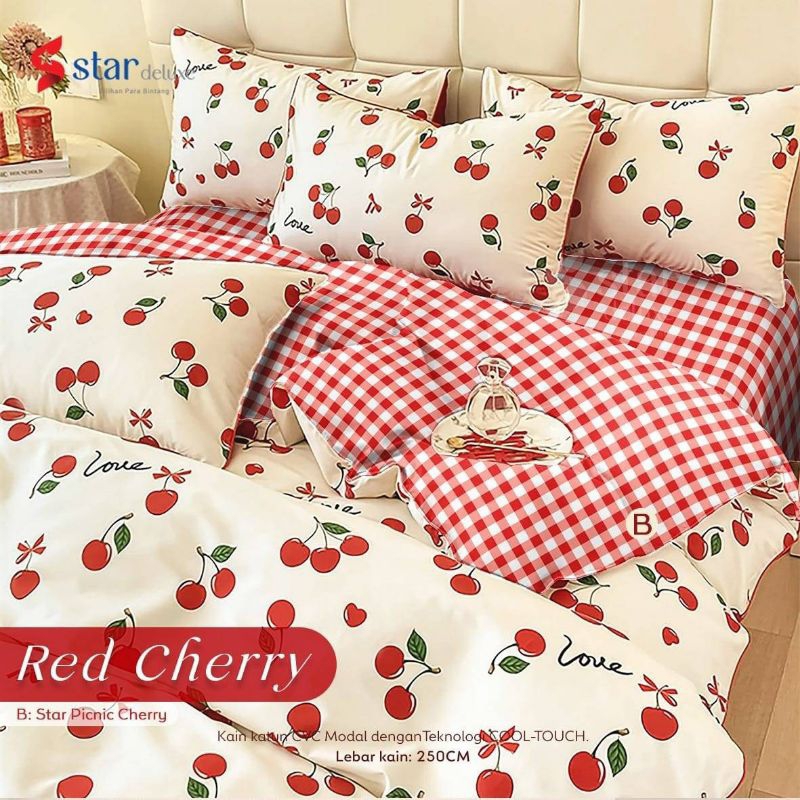 SPREI SET KATUN STAR,SPREI KATUN CVC,RED CHERRY,MINTIA,ATLANTIS