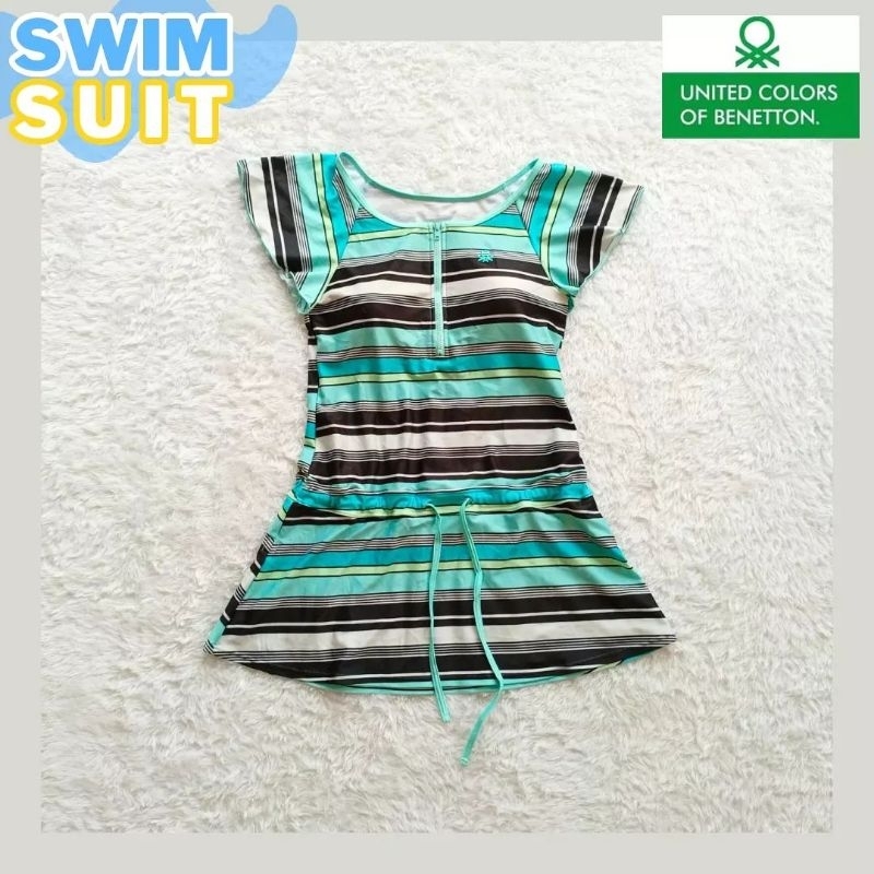 Baju renang/senam remaja dewasa bukaan zipper 16-18 Thn BENETT0N hijau pl