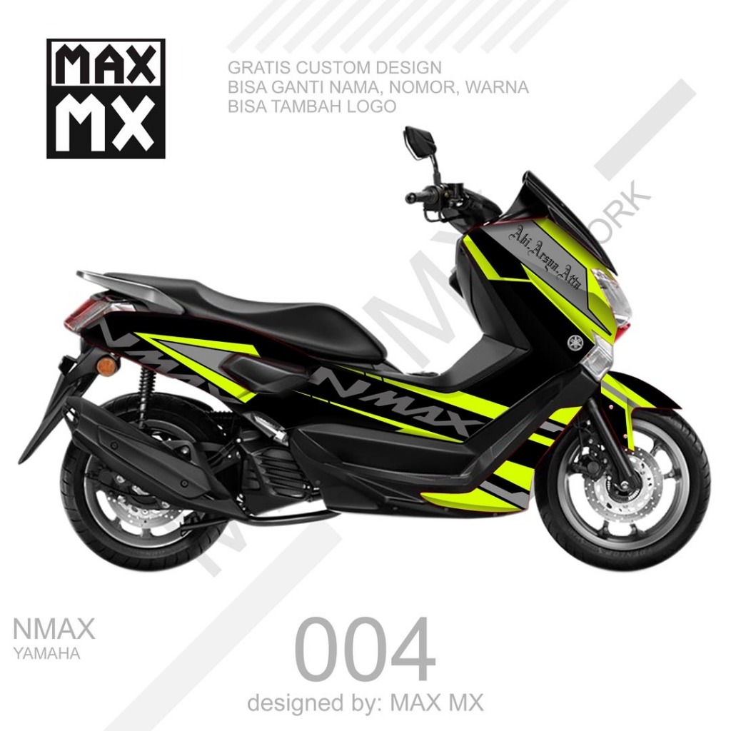 decal stiker full body nmax old keren warna hitam abu hijau stabilo D-G1-004
