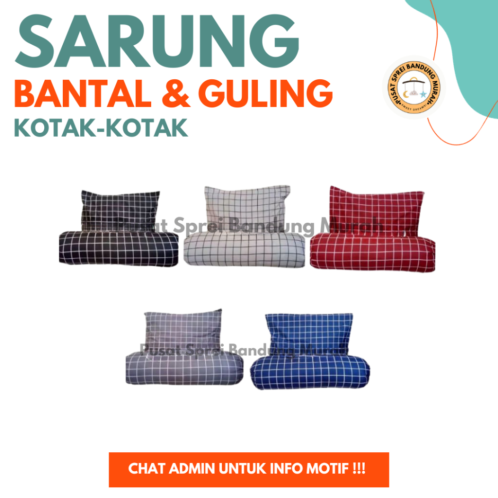 Sarung Bantal Guling Set Motif Kotak Kotak Aesthetic Murah 45x60/32x90