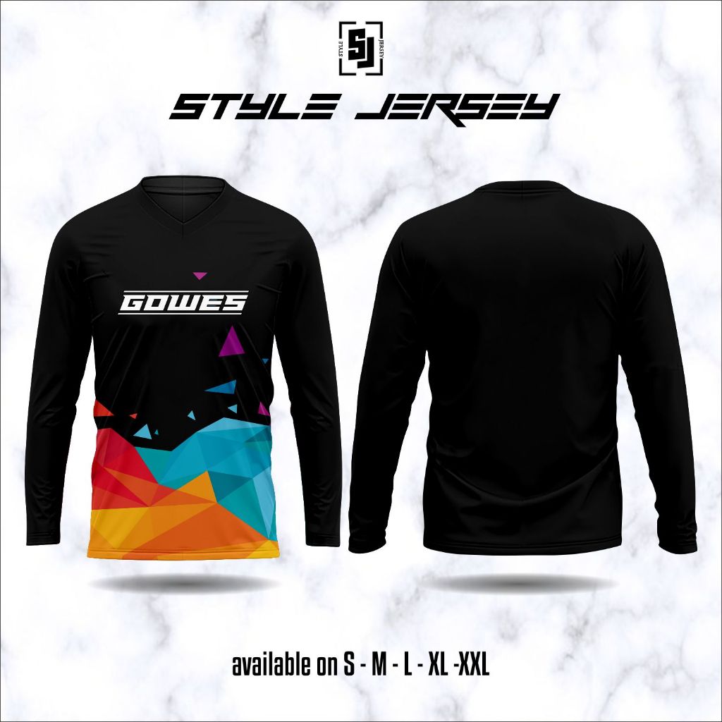 Jersey Gowes Lengan Panjang Pria 23 Baju Kaos Jersey Sepeda Gowes Trail Downhill Balap Lengan Panjan