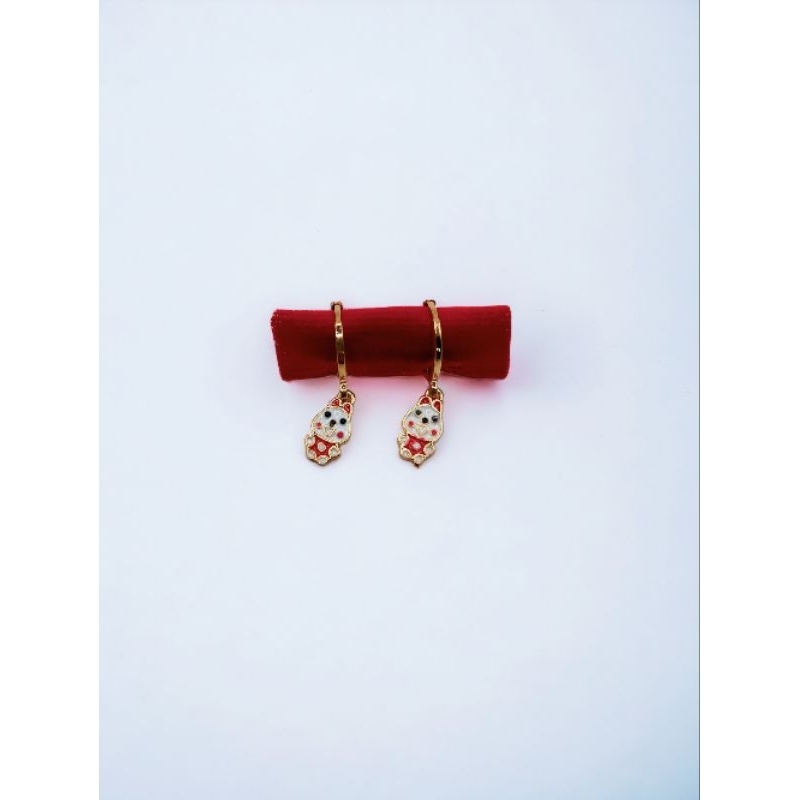 Anting jepit karakter boneka lingkar 9 mm lapis emas