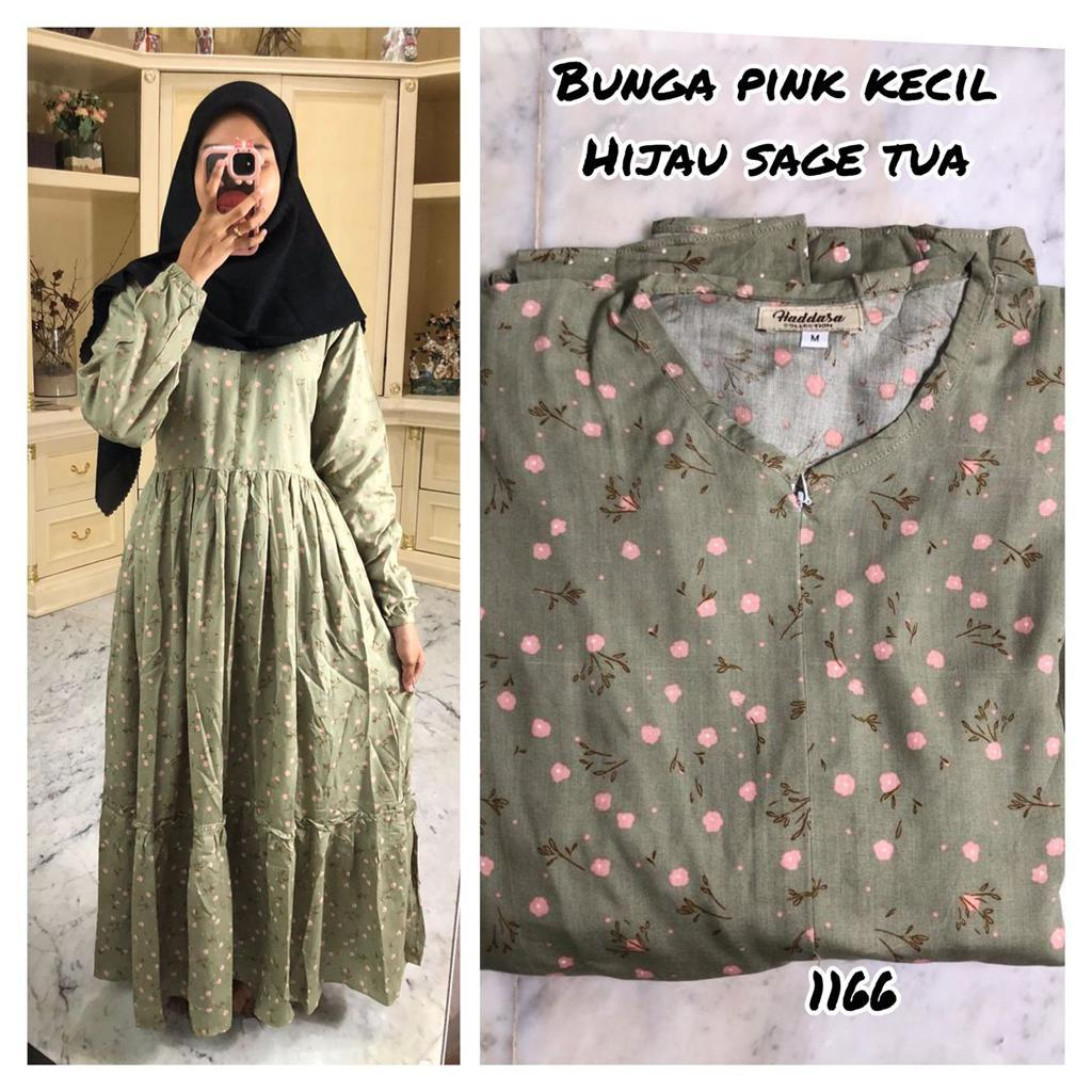 GAMIS RAYON MOTIF BUNGA KECIL PINK (HIJAU SAGE TUA)