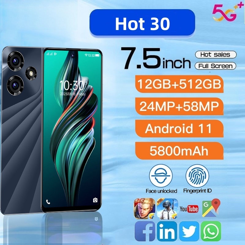 【Terbaru 2023 hp murah】hp Hot 30 to 16GB Extended RAM 120Hz - 64MP Handphone android 4g/5g 6.7inci G