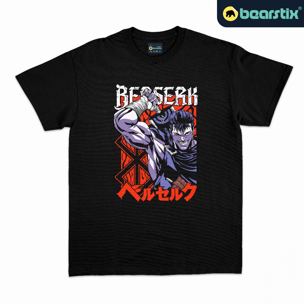 BEARSTIX - Tshirt Guts - Kaos Berserk - Baju Anime Streetwear - Tshirt Bootleg