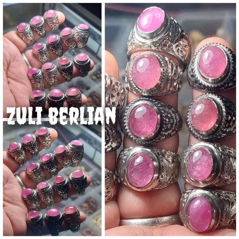 Cincin batu permata Ruby Mozambique kristal asli batu