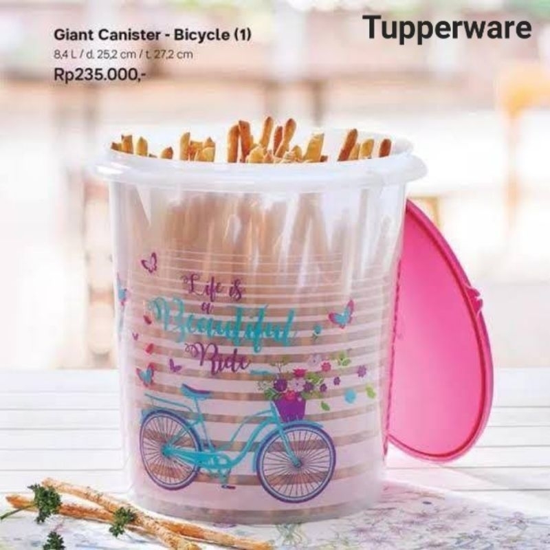 Tuperware Bicycle Giant Canister 8.4 Liter (1 Pcs) / Wadah Toples Besar Snack Kerupuk