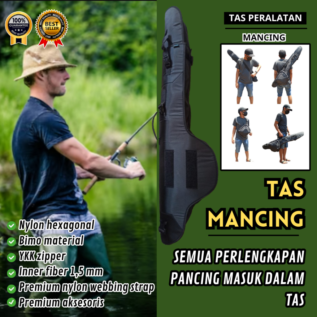 tas pancing Terbaik Jumbo 4 Joran Selempang Kuat Bahan Tebal Premium aksesoris keren Ransel kantong 