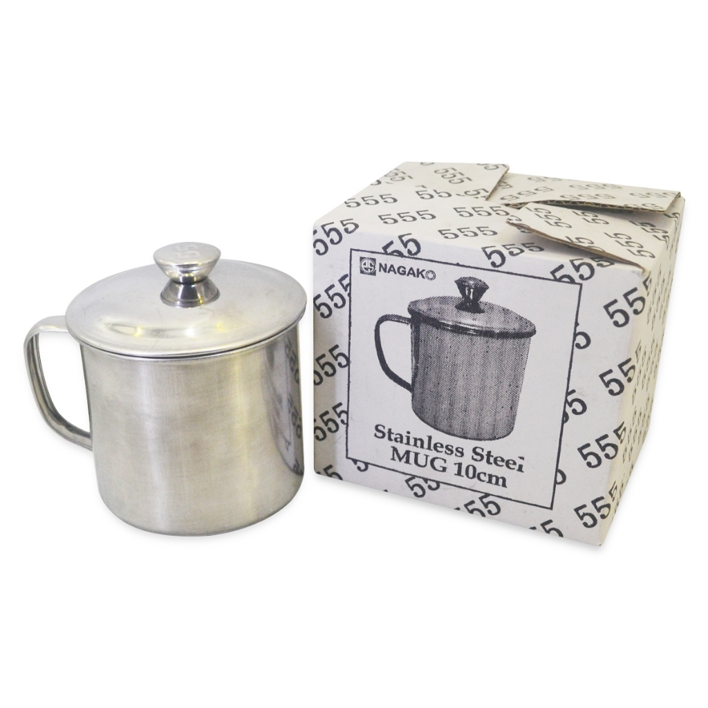 Mug Stenlis Cangkir Gelas Stainless Steel Jadul Nagako 555 Cup + Tutup