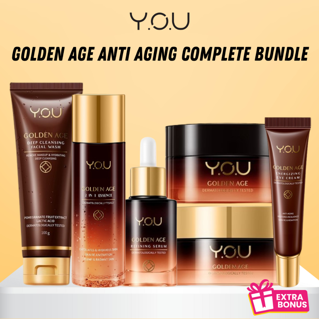 YOU Golden Age Anti Aging Complete Bundle ( Facial Wash | Essence | Serum | Day Cream | Night Cream 