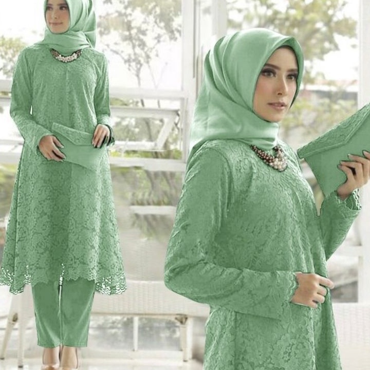 Diskon [ADA JUMBO]COD SET MARIANNE//SETELAN BRUKAT//FASHION WANITA//CELANA KULOT//TUNIK WANITA / DF
