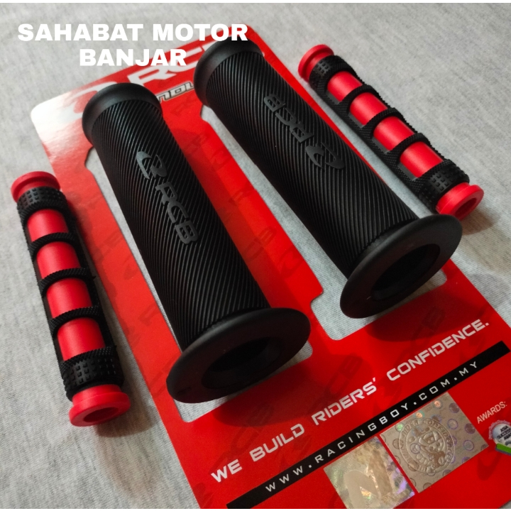 PAKET GRIP RCB HG 66 HANDGRIP MOTOR PREMIUM ORIGINAL PLUS KARET HANDLE REM MERAH