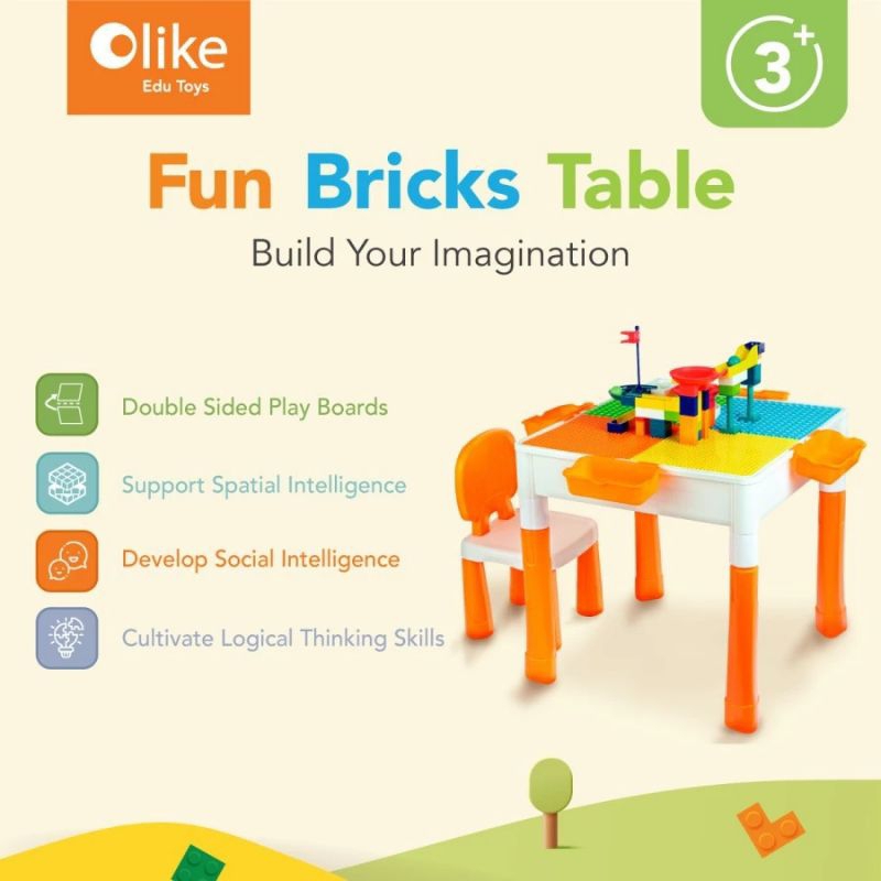 Olike Fun Bricks Table(Alat edukasi anak)PRELOVED