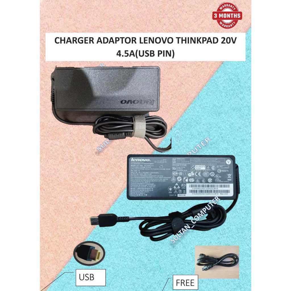 Adaptor Charger Laptop LENOVO THINKPAD 20V 4.5(USB PIN)90W