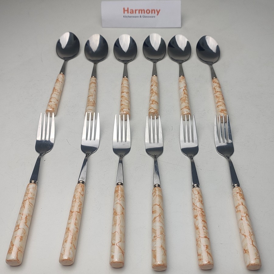 Ding Yi Sendok Garpu Set Gagang Keramik 12pcs Sendok Dan Garpu Makan