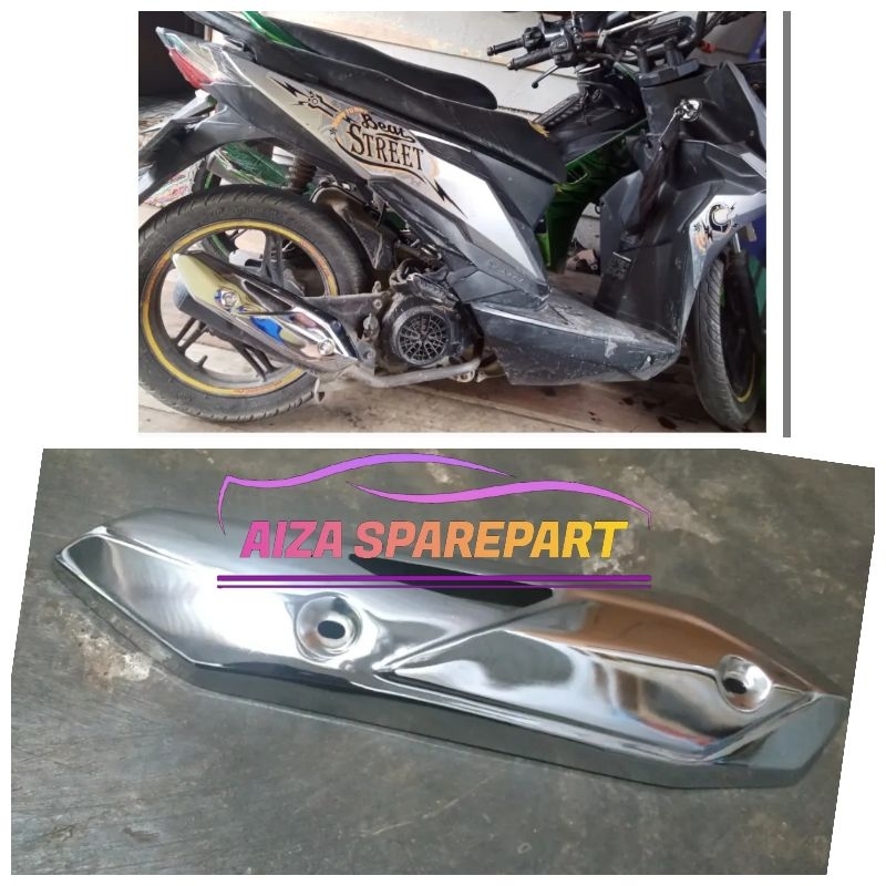 Tameng Knalpot Beat Street Lama Besi Anti pecah / tutup knalpot beat bahan besi stainless chrome, an