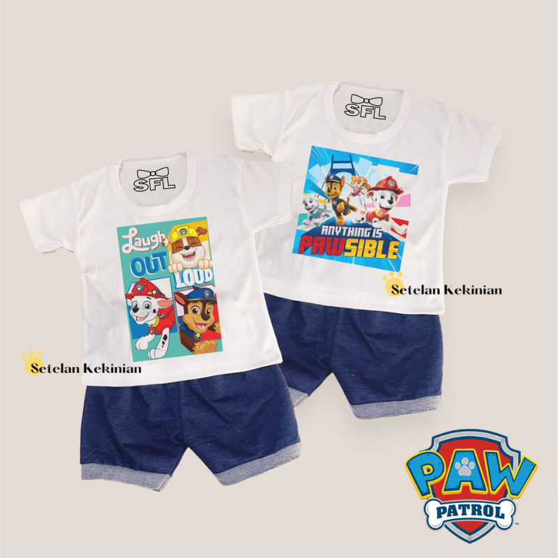 [SERIES PAW PATROL] Setelan Anak Laki Laki 0-12bulan Kaos Distro Pakaian Bayi Kartun Set Bayi Laki L