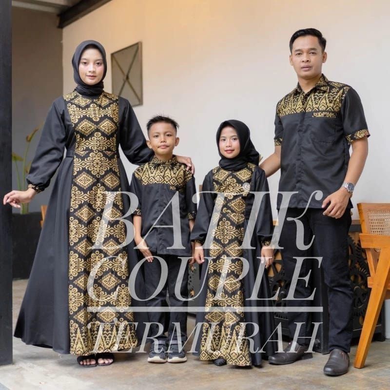 Couple keluarga syari muslimah dress gamis couple baju couple pasangan gaun pesta muslimah batik