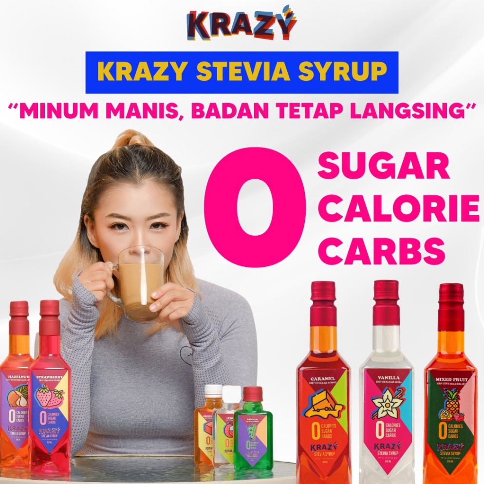 

Kirim Langsung!! Krazy Stevia Sirup Diet Zero Calorie Keto Syrup 40