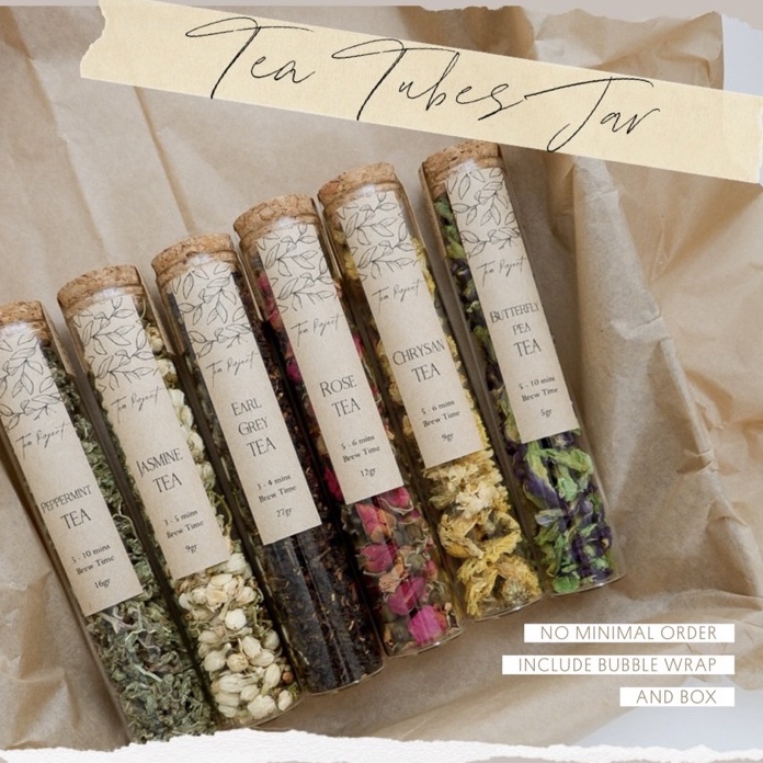 

KODE UNO683 Tea Tube Jar | Glass tube with cork lid | Satuan