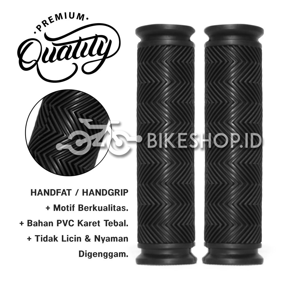 Handfat Hand Grip Sarung Stang Sepeda BMX Lipat MTB Mini Dan Lain-Lain Karet Tebal Hitam Import Quality | High Quality