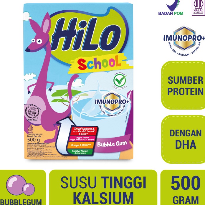 

modelTipe GZJ137 HiLo School Bubble Gum 500 gram - Susu Tinggi Kalsium Lebih Rendah Lemak